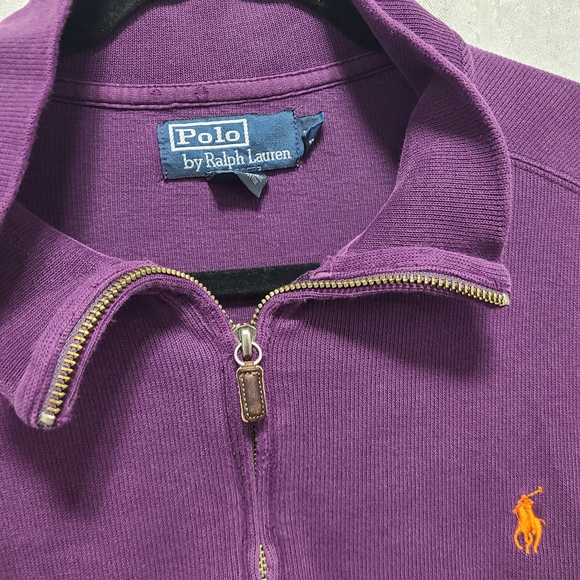 Vtg Polo by Ralph Lauren Purple Men's XL Qtr Zip Shirt Cotton Worn Cuffs Slits - Picture 5 of 12